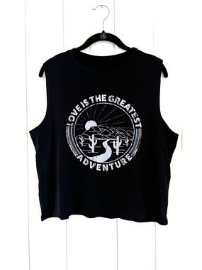 Lovers of hYOUmanity Black Lili graphic crop top, Sz M (19.5”)